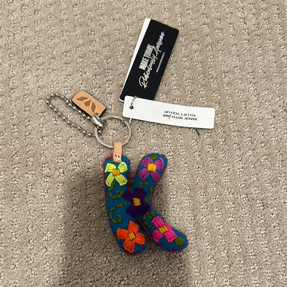 Consuela colorful “K” keychain